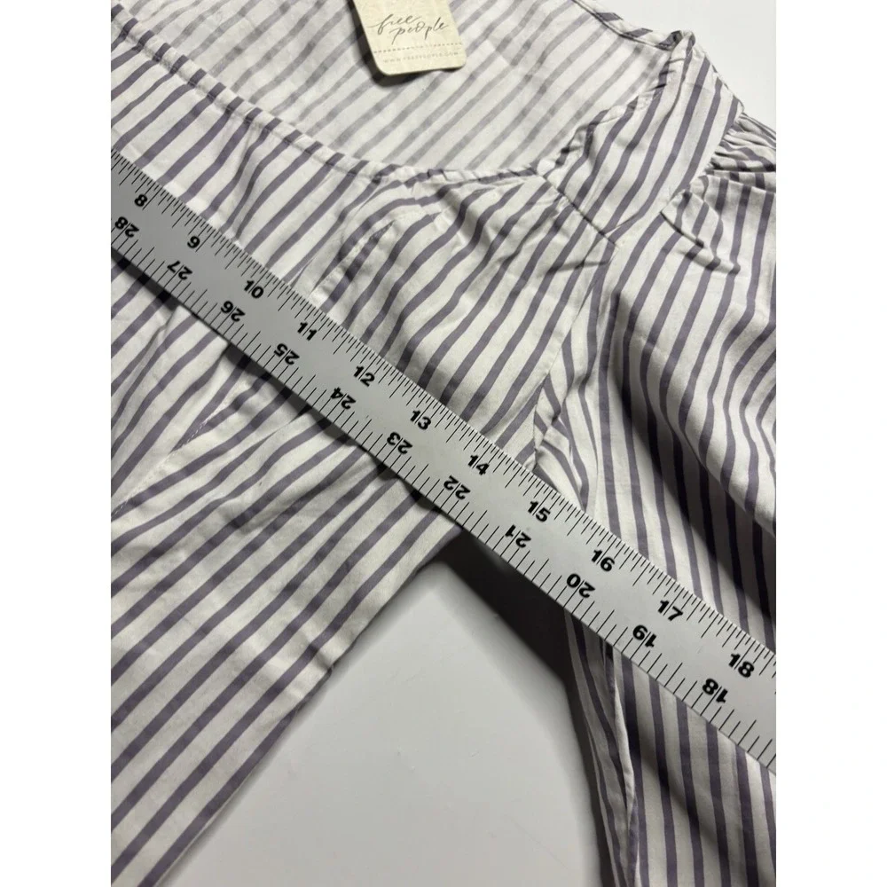 Free People Carolina Striped Square Neck Puff Sleeve Blouse Womens XS Preppy